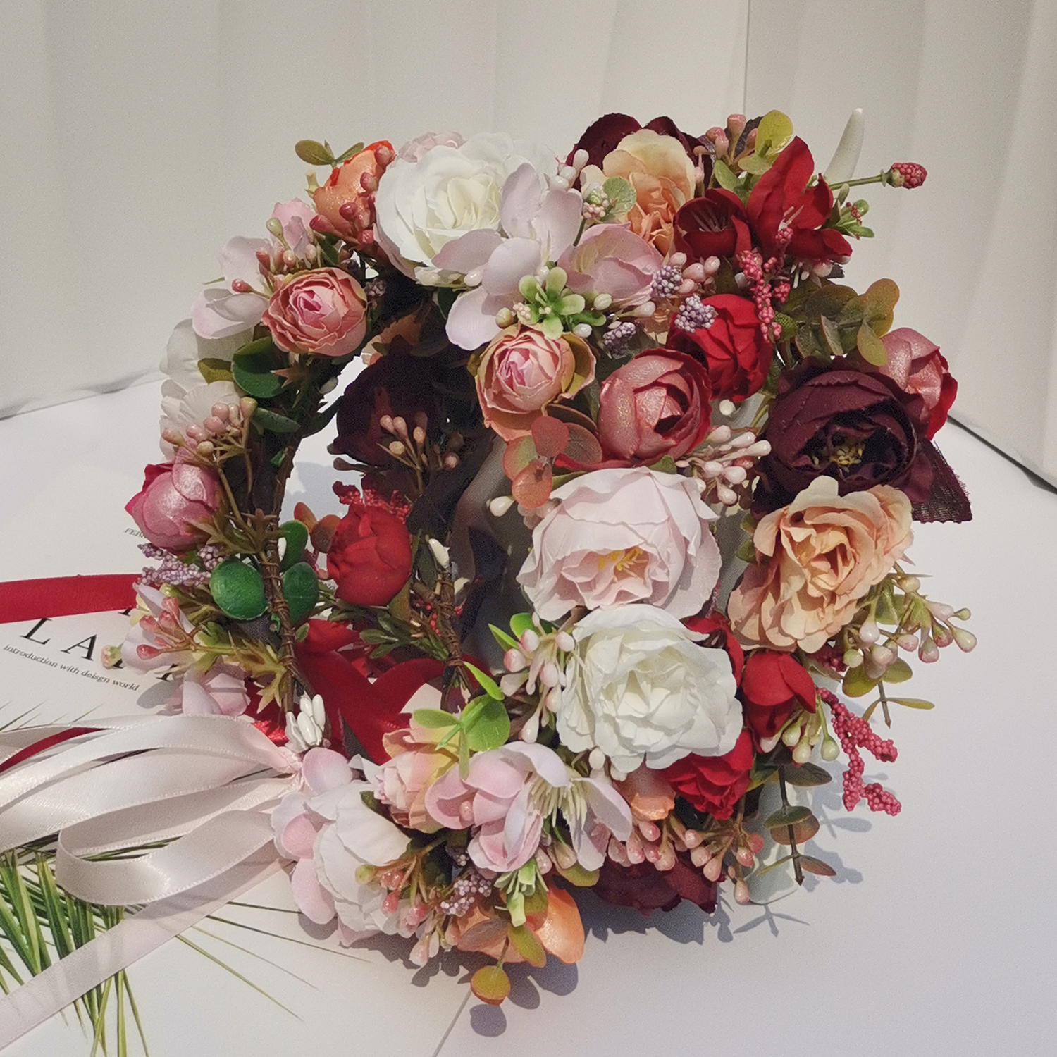 Serre-tête floral bohème de plage, accessoires de cheveux pour mariage, coiffe pour femme, accessoire de tête pour fiançailles, coiffe de mariée, couronne florale.