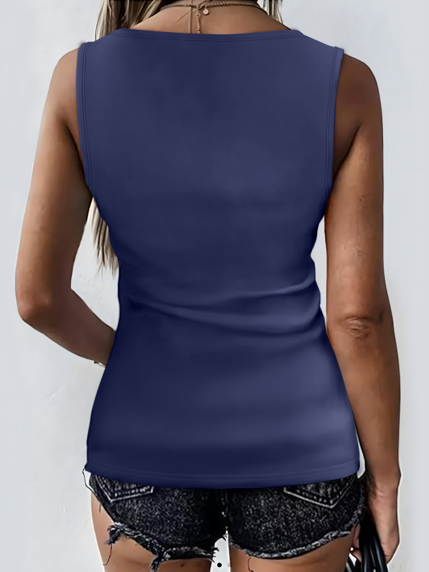 Débardeur basique sans manches pour femmes, col en V, ample, doux et respirant, chemisier en mélange de coton pour les vacances quotidiennes décontractées, Streetwear, été