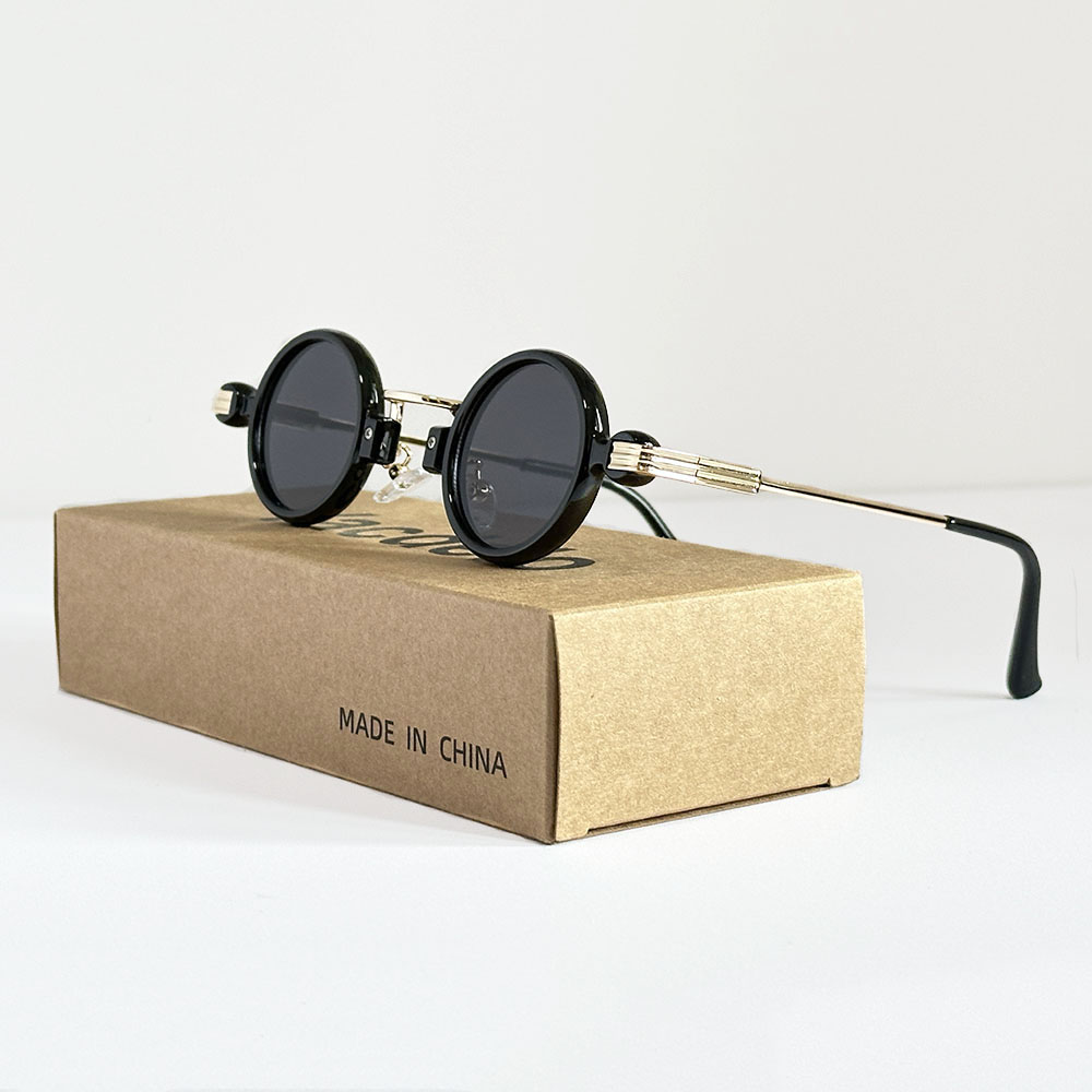 Petites lunettes de soleil rondes punk pour hommes et femmes, lunettes de soleil rétro, lunettes de mode vintage, vacances, steampunk