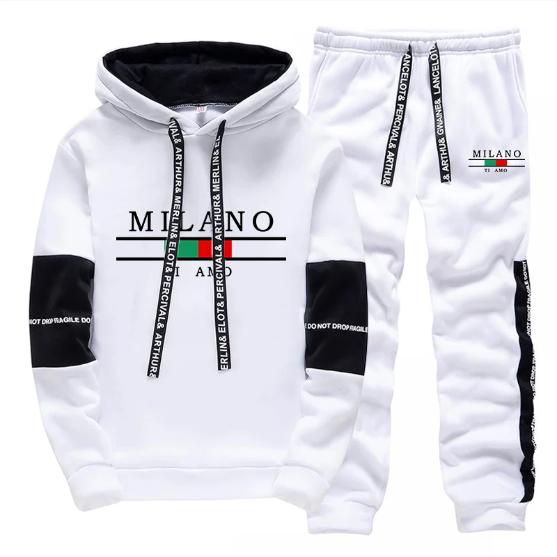 Ensemble de survêtement décontracté pour homme : sweat à capuche et pantalon de jogging pour le sport en extérieur