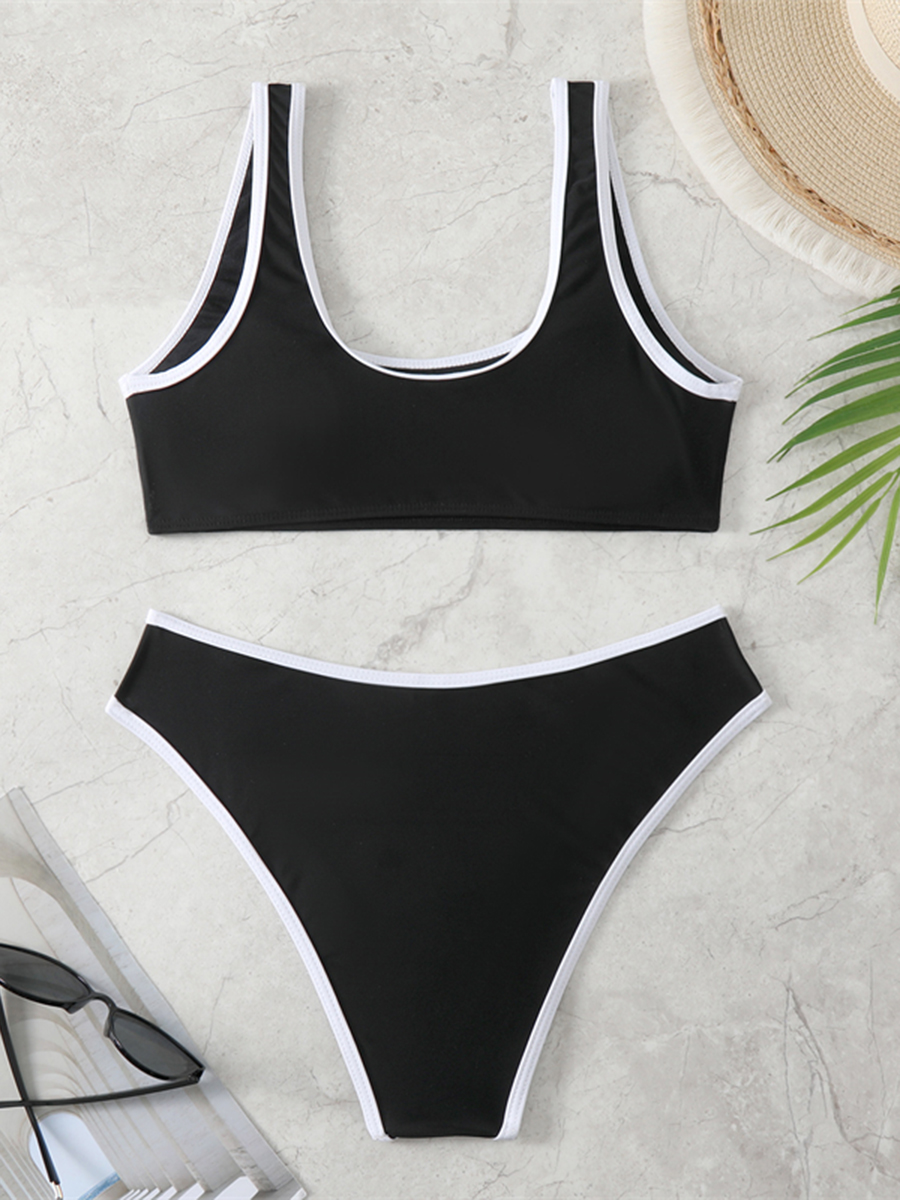 Ensemble bikini sportif deux pièces 2026, maillot de bain uni rembourré pour femme, tenue de plage