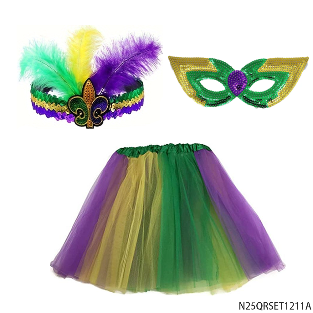 PESENAR Mardi Gras ensemble de costumes plume bandeau paillettes masque Tutu jupe accessoire de fête