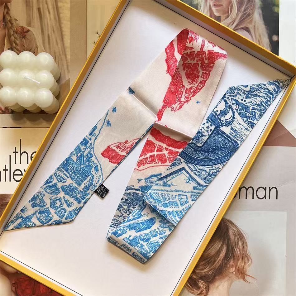 Français Long bandeau foulard en soie attaché banderole de cheveux Super fée tempérament attaché sac sergé ruban arc cravate de cheveux 5*90 cm