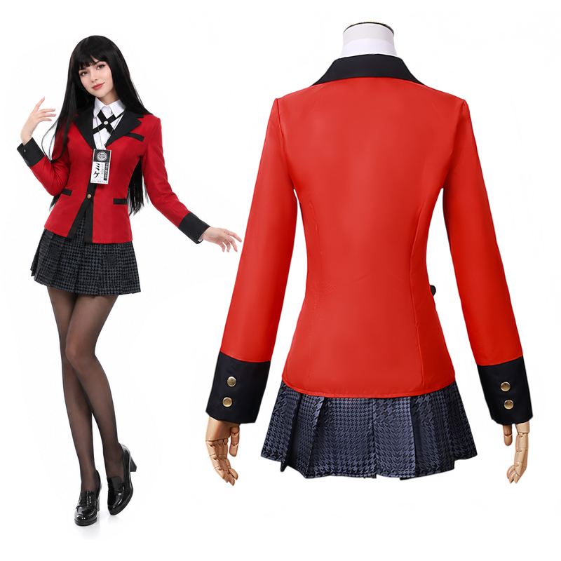 Costume de cosplay Yumeko Jabami, uniforme scolaire d'anime, tenue JK complète avec bas, pour fête d'Halloween et jeu de rôle.