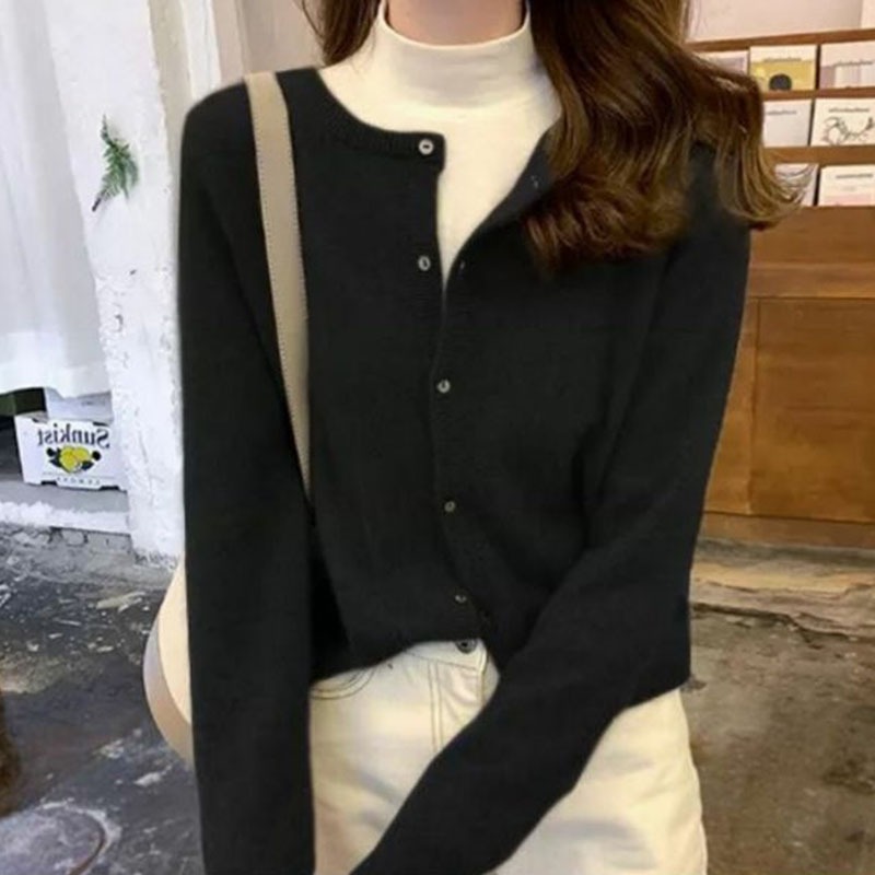 Cardigan en cachemire pour femmes, pull à simple boutonnage, manches longues, couleur unie, vêtements d'extérieur, printemps automne, haut en tricot décontracté
