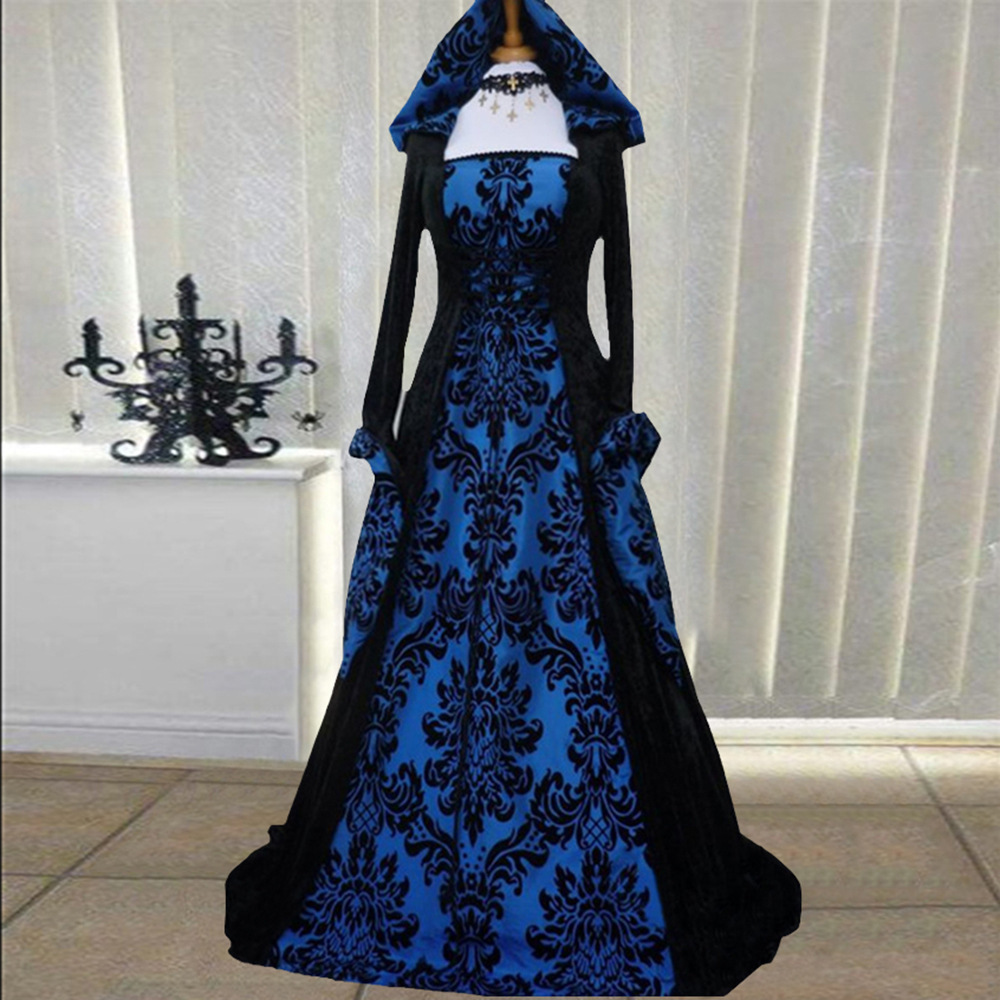 Robe à capuche pour femmes, Renaissance médiévale, Costumes européens du 19ème siècle, robes de princesse Guofeng gothiques victoriennes Vintage pour dames
