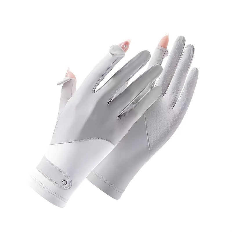 Gants d'été en soie glacée pour femmes, protection solaire extérieure, antidérapants, fins, respirants, pare-soleil, gants à écran tactile rabattables