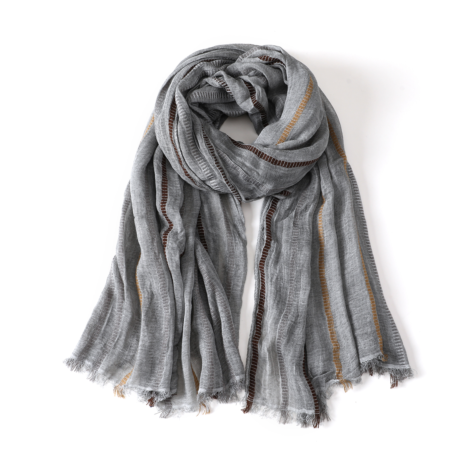 Écharpe en coton et lin rayée tendance pour hommes et femmes, automne-hiver, noir et bleu marine, écharpe chaude pour homme, accessoires masculins, écharpe courte à franges, bufanda