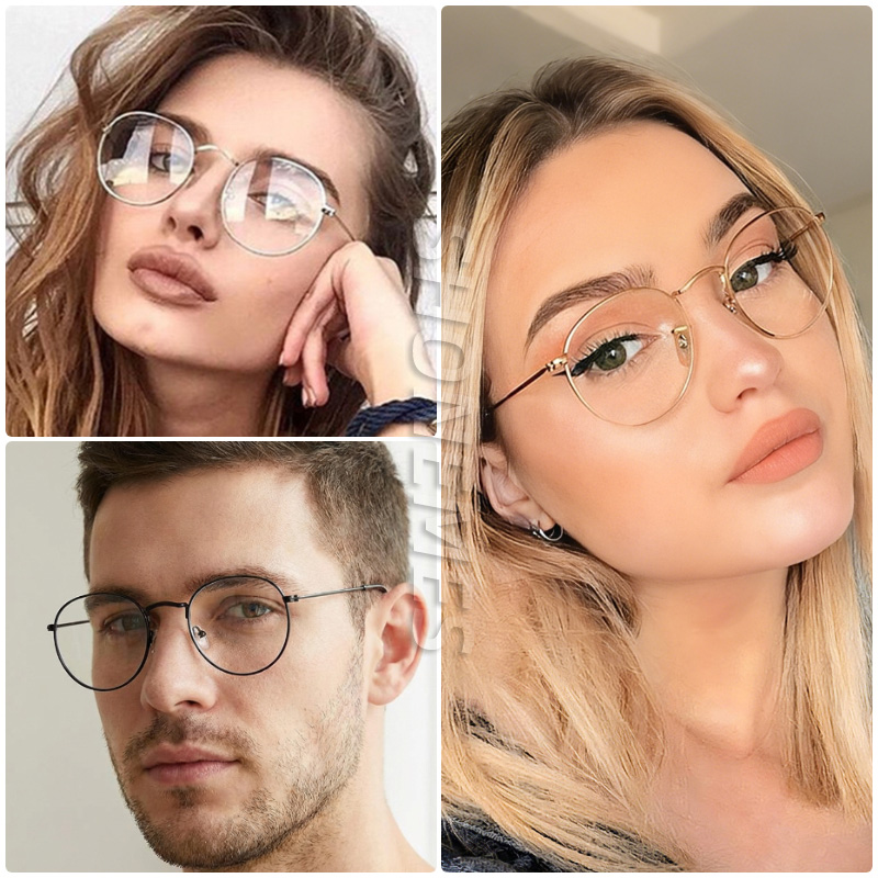 SHONEMES Lunettes rondes classiques monture en métal lunettes rétro unies or argent noir pour hommes femmes