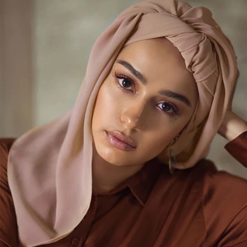 Châle Islamique en Mousseline de Soie pour Femme, Voile Musulman, Hijabs Ronds, 180x70cm