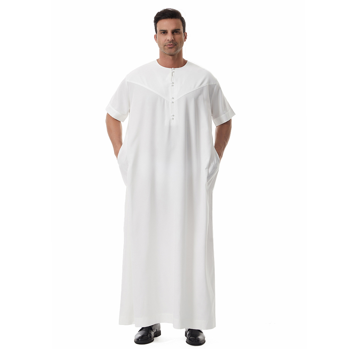 1 pièce/lot, tunique islamique à manches courtes pour hommes, robe décontractée de style arabe, robe musulmane pour hommes.