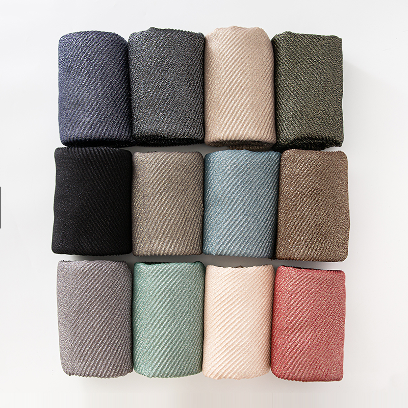 Écharpe plissée en coton froissé pour femmes, Long silencieux froissé, châle froissé, Hijab, fil doré scintillant, musulman