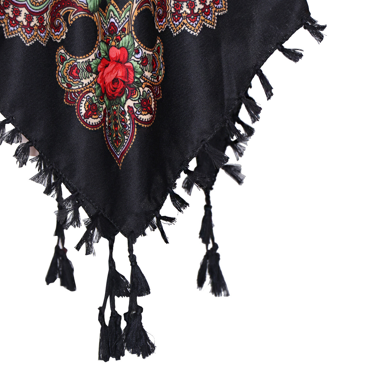 Foulard carré russe 90x90cm à franges courtes pour femme, imprimé floral de luxe, bandana, châle, foulard de tête, couvre-chef féminin
