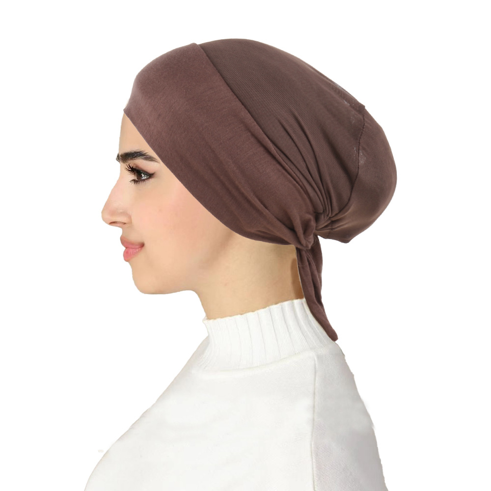 Femmes musulmanes maille respirant élastique cravate corde dos intérieur Hijab casquettes extensible sous-écharpe Bonnet chapeaux Turbante réglable