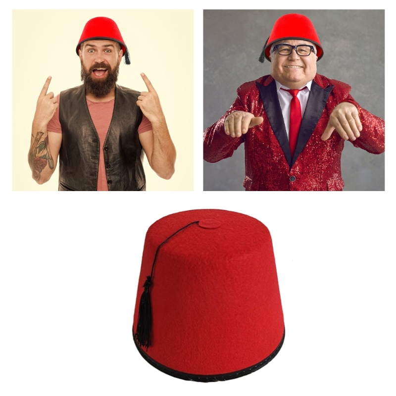 Chapeau Fez marocain pour hommes, feutre turc, tarboosh avec glands noirs, ethnique, universel