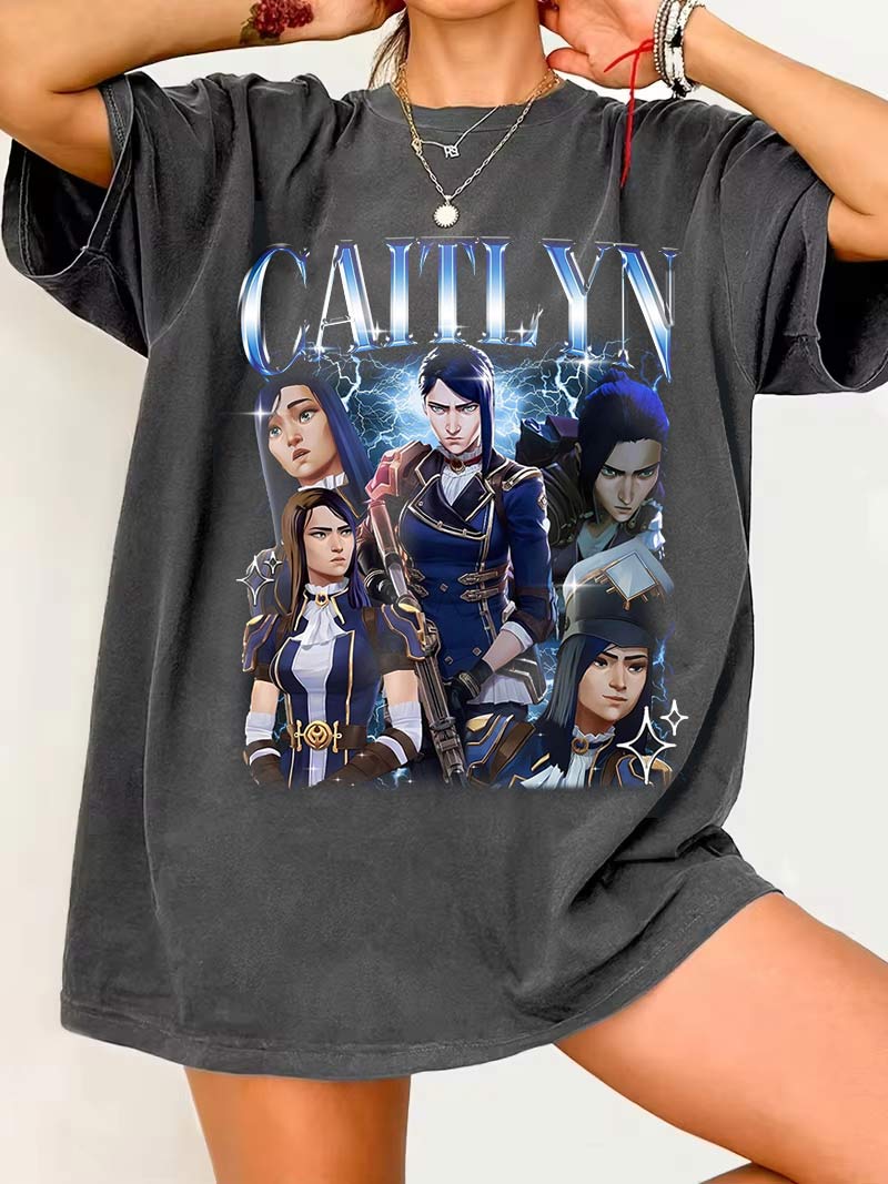 T-shirt Caitlyn Arcane Kiramman Tee Merch années 90, mode unisexe, coton, coupe ample, style Harajuku, vêtements d'été, streetwear
