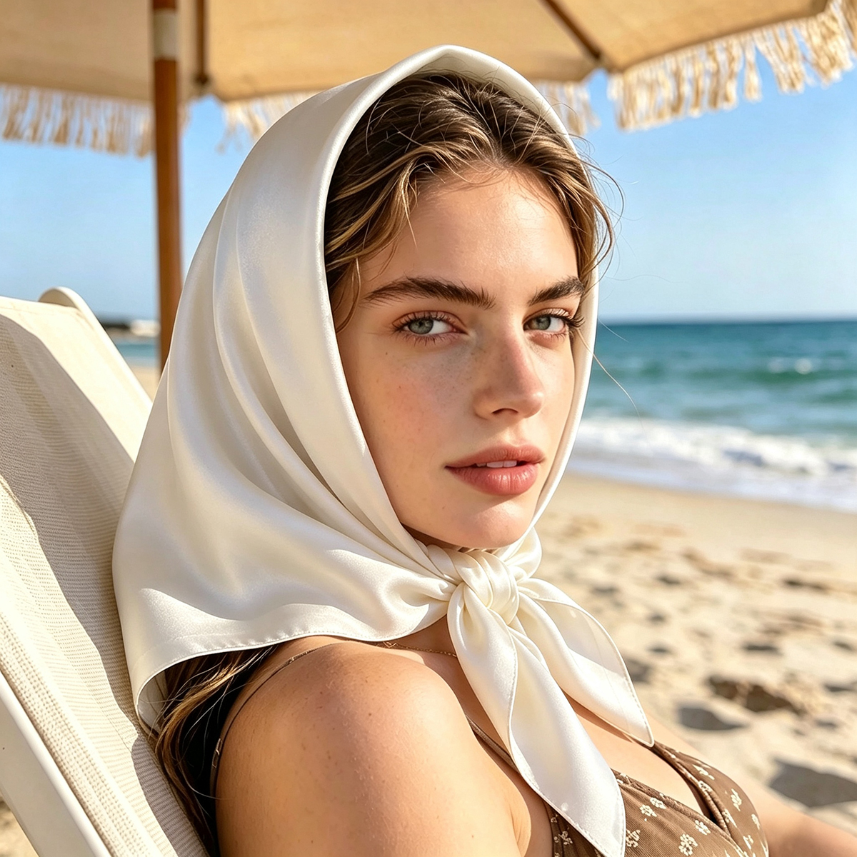 Foulard Hijab Uni 70x70cm pour Femme, Châle Carré en Satin Doux, Bandeau et Accessoire Cheveux pour Dames, Écharpe de Cou