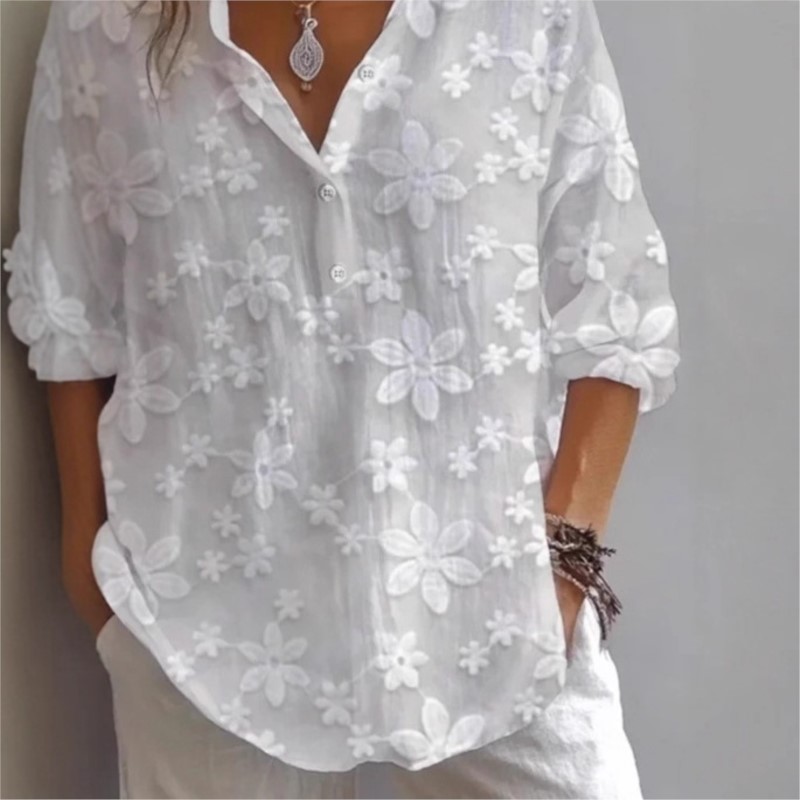 Chemisiers à la mode pour femmes, Simple et décontracté, couleur unie, col en v, chemise à manches courtes, nouvelle collection printemps automne, chemises blanches pour femmes