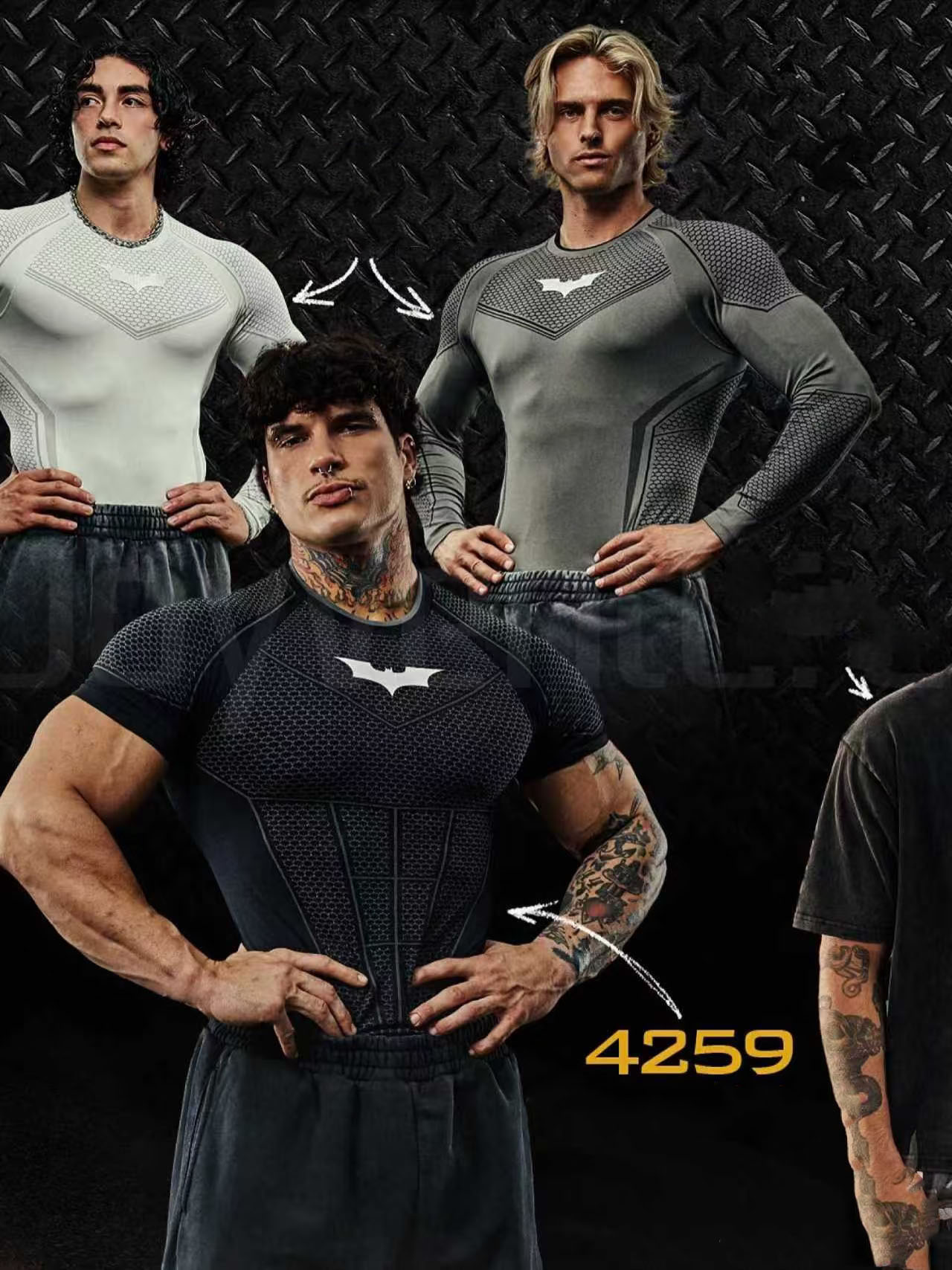 T-shirt de sport pour hommes, haut de sport, course à pied, Fitness, respirant, séchage rapide, motif chauve-souris, manches courtes, classique, tendance, Style de rue