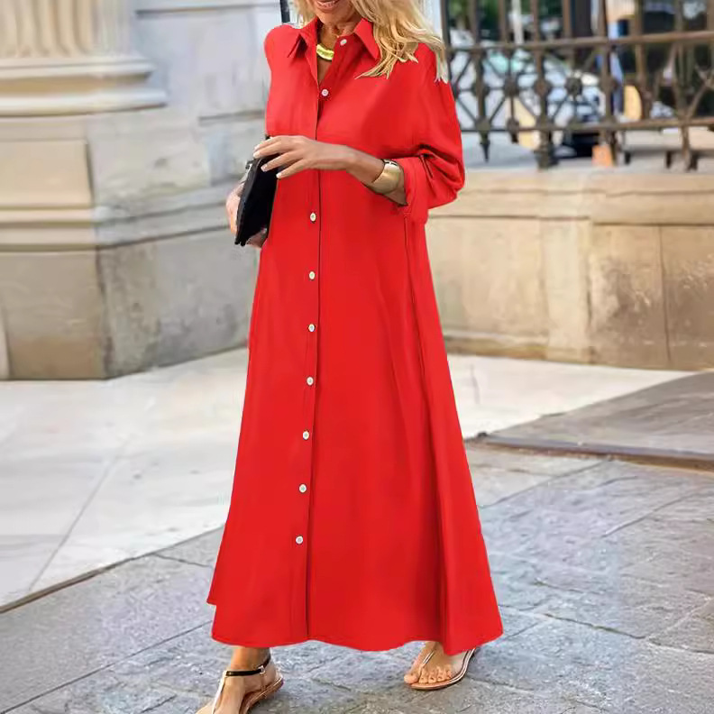 Robe musulmane à manches longues pour femmes, vêtements de prière, chemise à col rabattu, robe maxi en coton et lin, grande taille, document solide