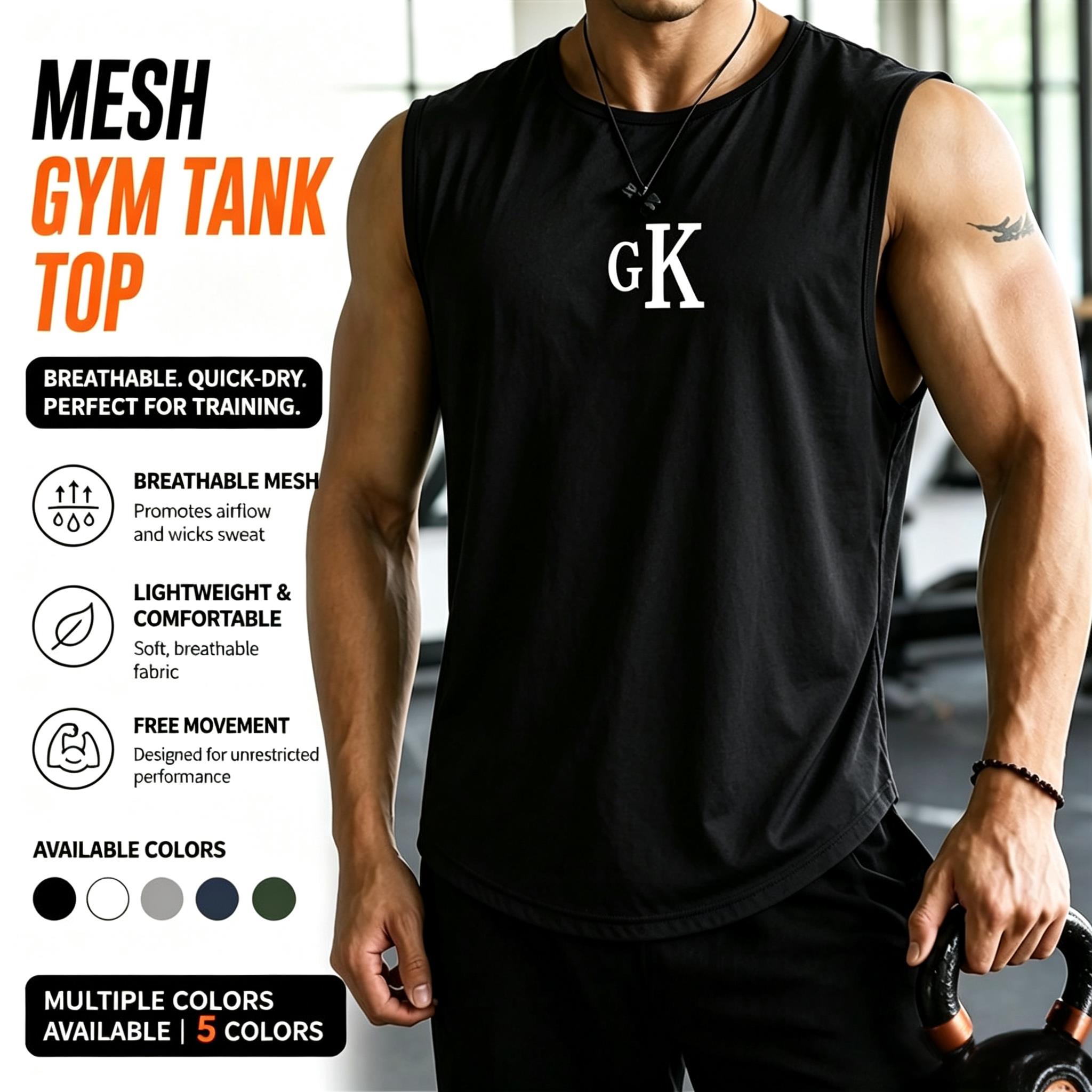 Débardeur Homme Gk 2026 Nouveau Modèle – Maillot de Sport Sans Manches en Polyester Respirant à Séchage Rapide pour Entraînement et Basketball