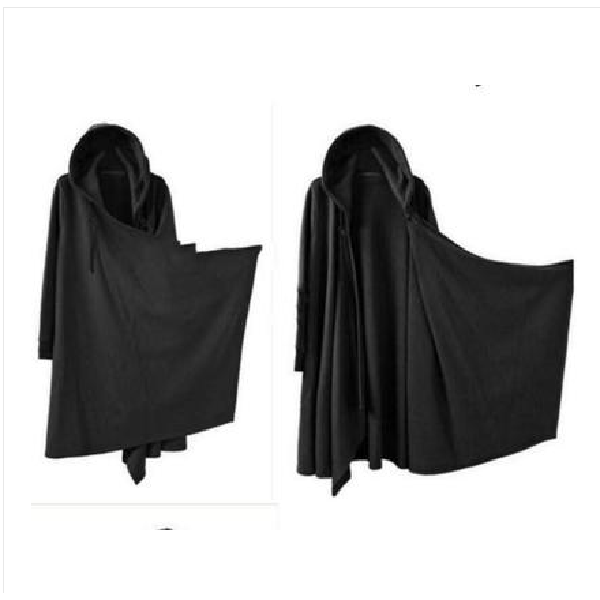 FlaNS-Cardigan à Capuche Noir pour Homme, Style Punk, Hip Hop, Long, Gothique, Cape PVD, Everak, Mode Coréenne