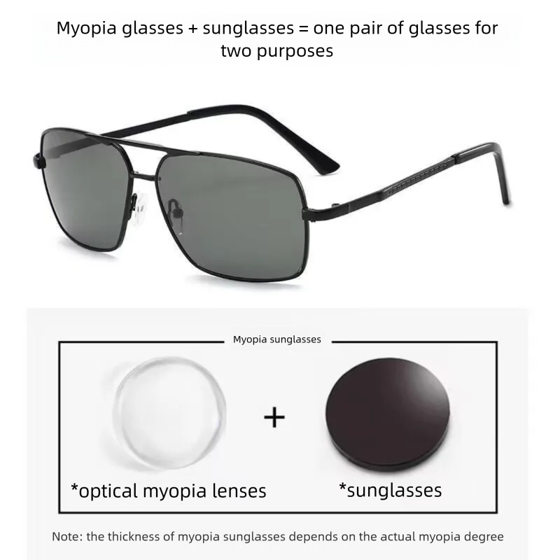 Lunettes de myopie pilote pour hommes, Protection UV polarisée, lunettes de soleil de conduite, Anti-éblouissement, lunettes de vue de près, dioptrie à-4.0