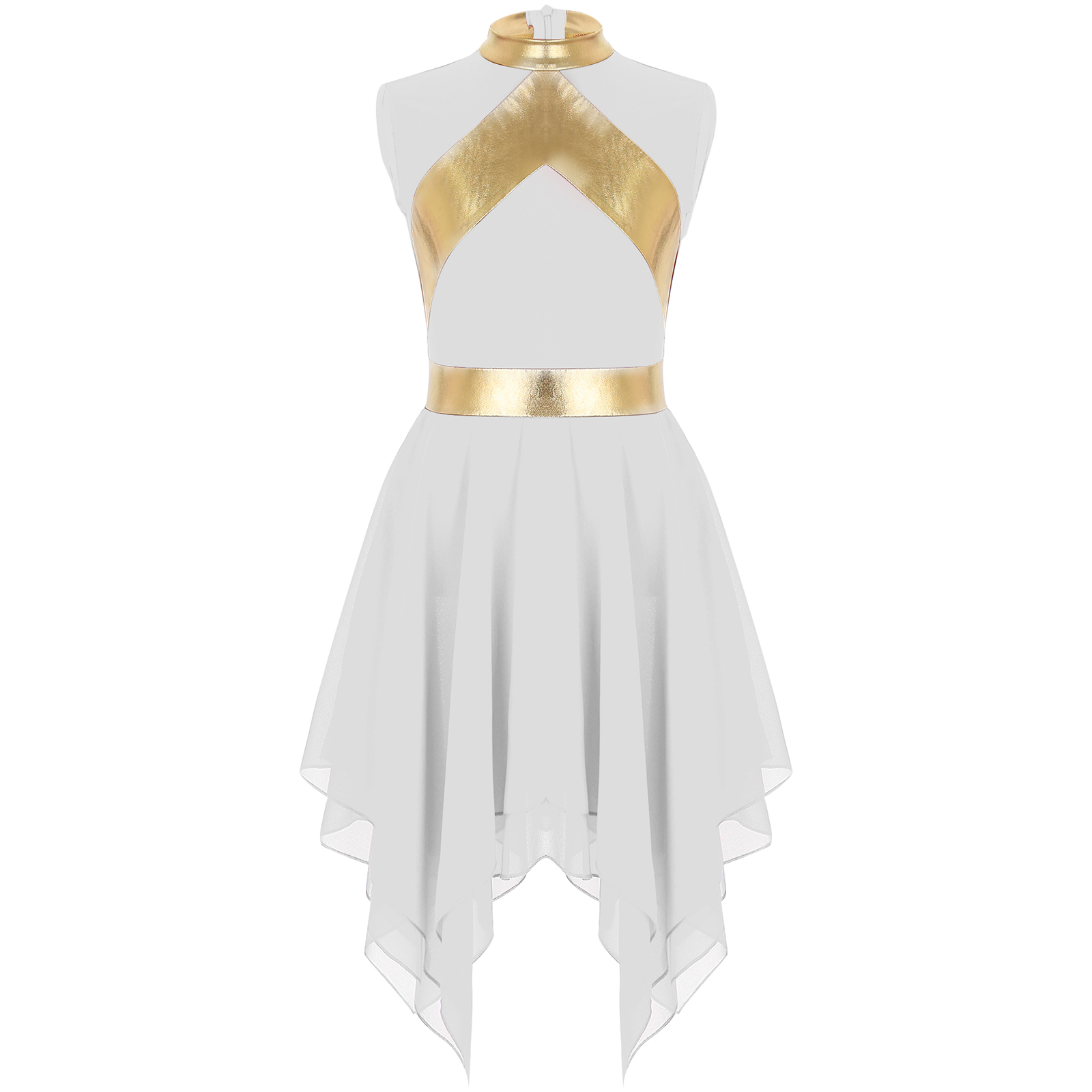 Robe de danse lyrique liturgique pour enfants filles, robe de louange métallique Colorblock, Costume de célébration du culte du esprit