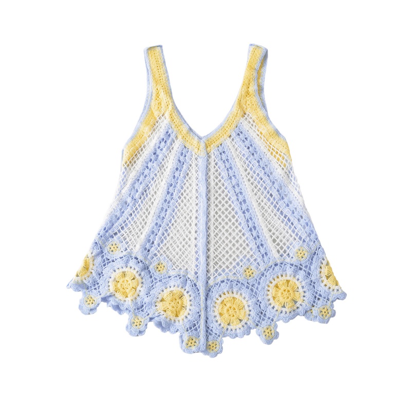 Haut en crochet style vacances d'été pour femmes, disponible en plusieurs couleurs, respirant et texturé, idéal pour la plage et les soirées