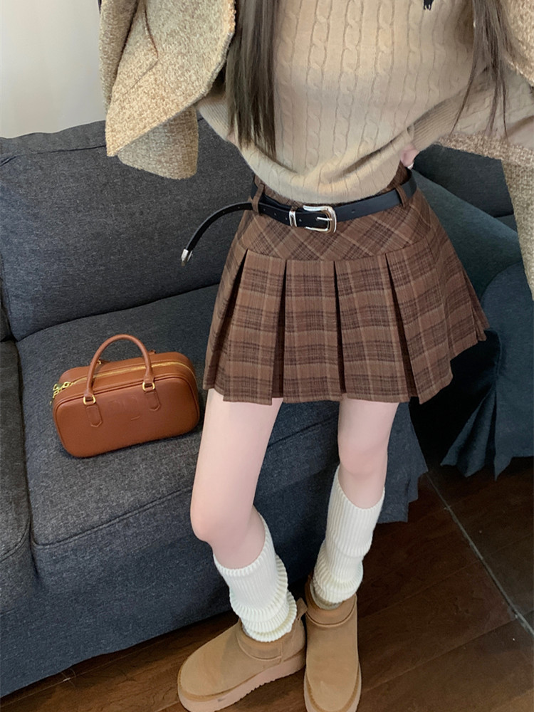 Style coréen hiver laine Kawaii Mini jupes femmes mode Y2K Streetwear Tartan plissé jupe à carreaux taille haute a-ligne jupe