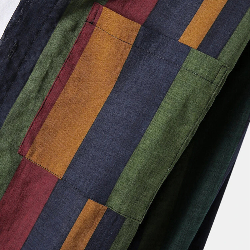 Chemise à manches longues imprimée à rayures rétro pour hommes, Streetwear de loisirs, Chemises boutonnées, Chemisier de luxe, Vêtements d'automne