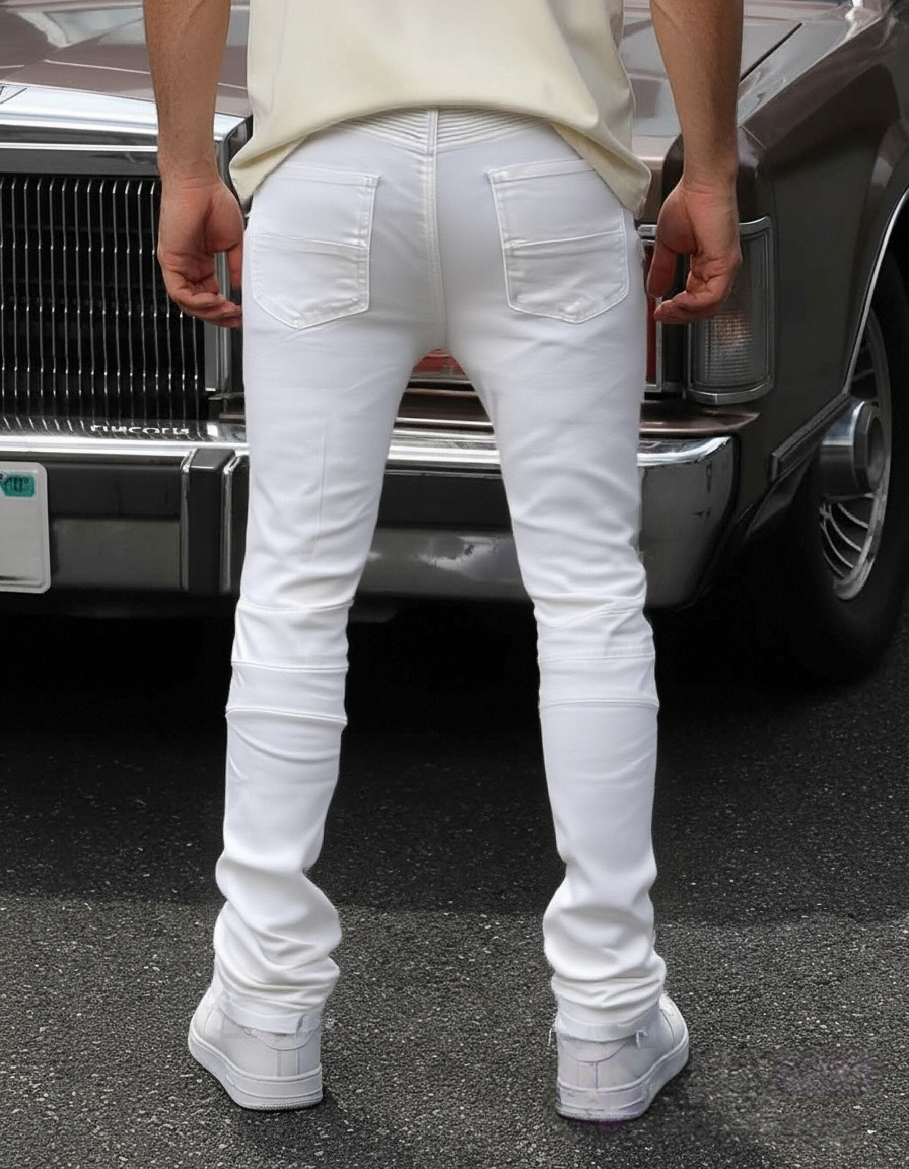 Jean à la mode pour hommes, Cool et élégant, Style Hip Hop, pantalons décontractés, tissu mélangé en coton blanc, respirant et confortable