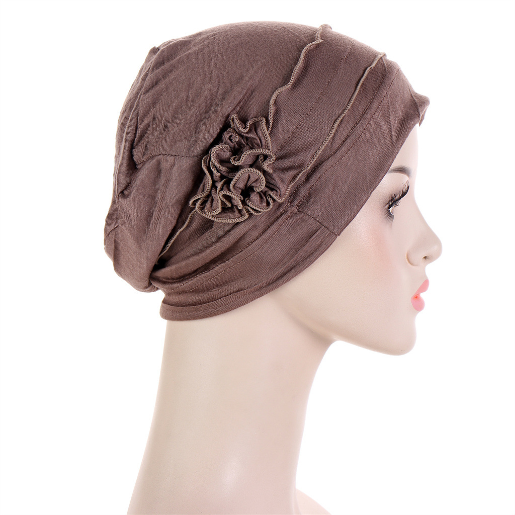 Turban à fleurs pour femmes musulmanes, foulard de tête, hijab islamique, couverture ronde