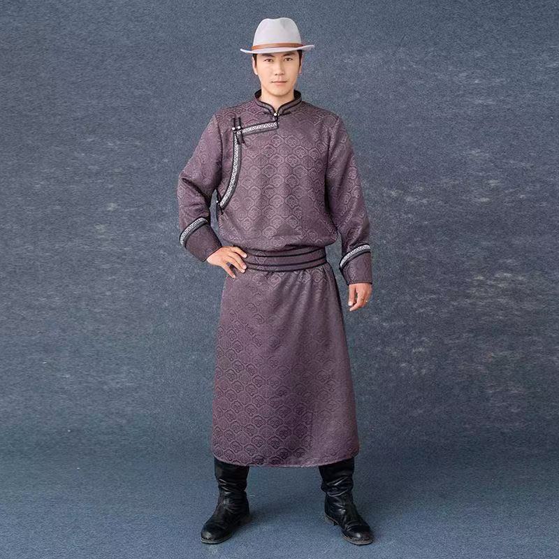 Vêtements ethniques mongols pour hommes, Costume d'équitation traditionnel de prairie de mongolie, Costume de Cosplay pour événement d'halloween, Robe longue pour spectacle sur scène