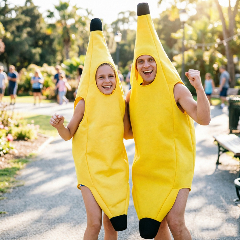 Costume de carnaval pour hommes, déguisement amusant et sexy en forme de banane, déguisement fantaisie pour adultes, nouveauté, décorations pour fête d'Halloween et de Noël, vêtements