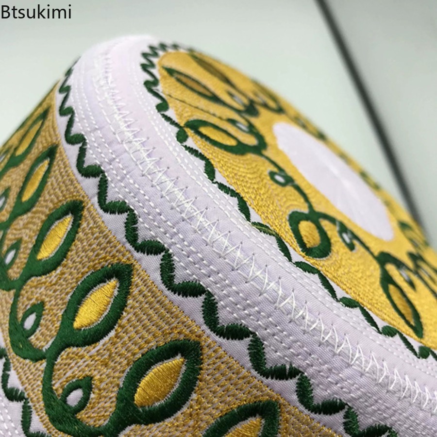 Mode musulmane broderie chapeaux hommes prière culte chapeaux décontracté fête de mariage arabie saoudite Turban casquette enfants islamique chapeau plat