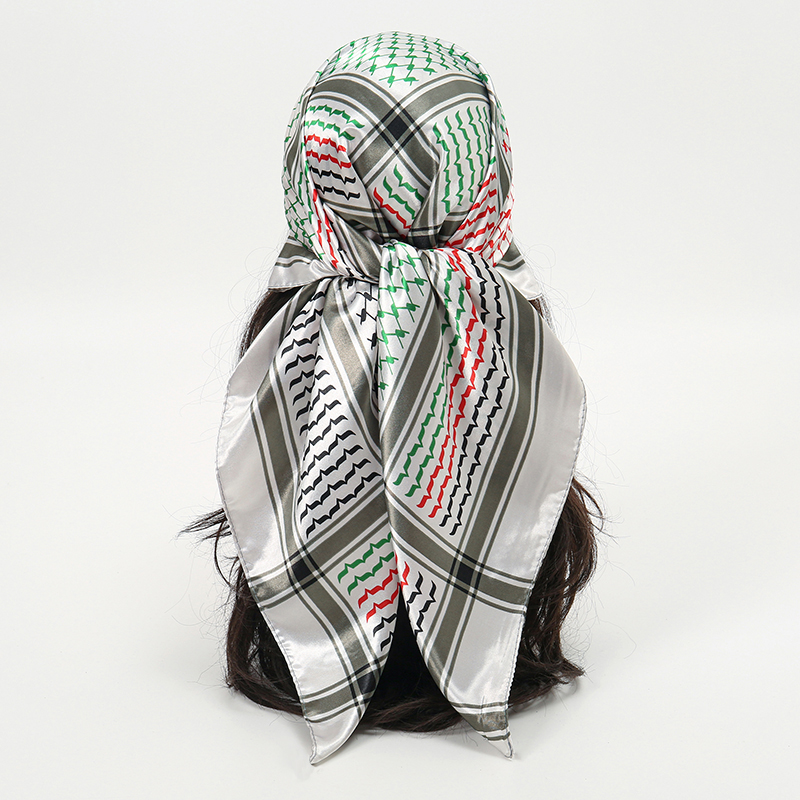 Foulard en Satin de soie arabe pour femmes musulmanes, Style Shemagh, Bandana élégant, bandeau, accessoires pour cheveux, 90x90cm, nouvelle collection