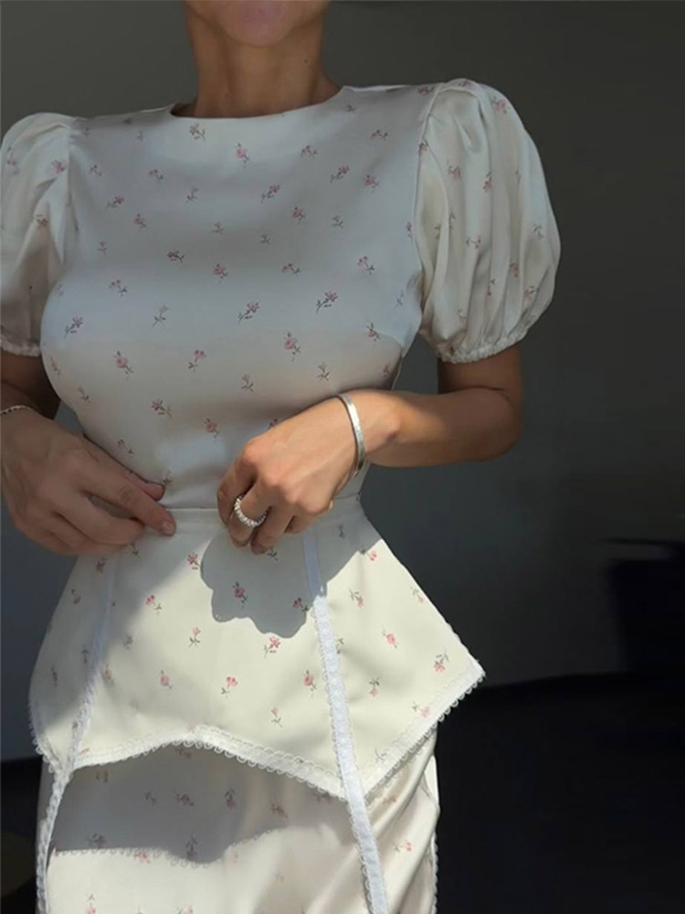 Chemisier Bohème Brodé Floral pour Femme, Col Noué, Manches Lanterne, Haut Chic et Élégant Printemps-Été 2026, Idéal pour les Vacances Décontractées