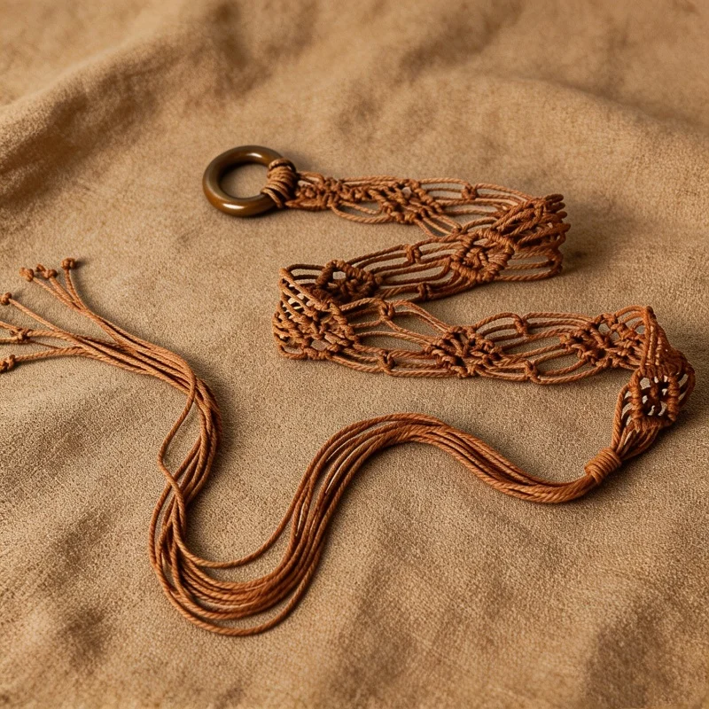 Ceinture nouée en fil ciré avec pompon tressé, style coréen, fine, pour femme, sangle décorative polyvalente pour assortir aux robes