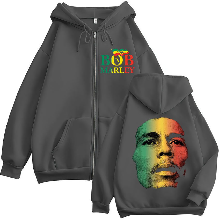Rappeur Bob Marley Album 2025 sweat à capuche zippé hommes Hip Hop Fans pull zippé sweat homme ample mode manteaux vêtements à capuche