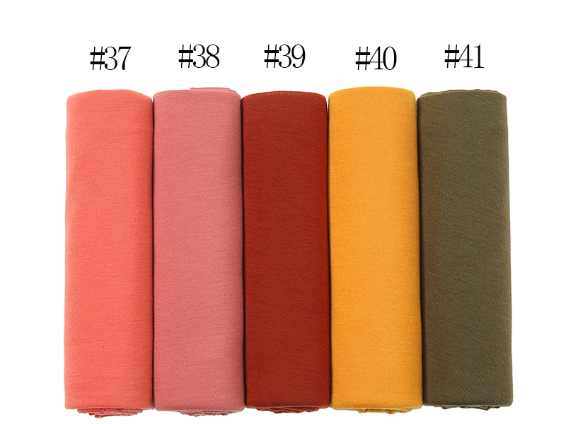 Hijab en jersey pour femme musulmane, châles longs pour le Ramadan, foulard uni élastique, grande taille, coton, couleur unie, doux, 180*80cm ﻿