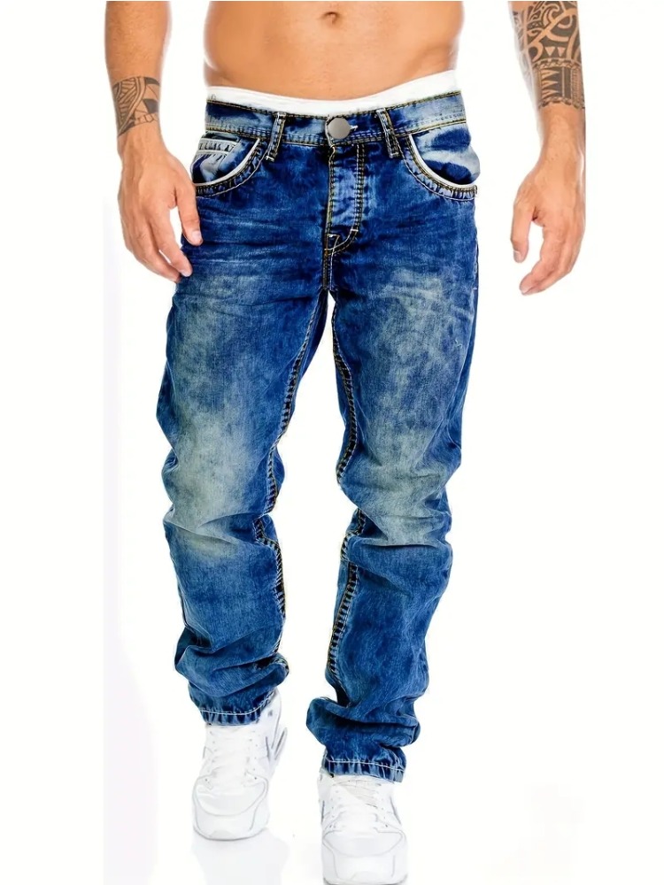 Jean européen et américain pour hommes, pantalon élastique Slim, à la mode, Vintage, lavage, Denim, Streetwear, nouvelle collection automne