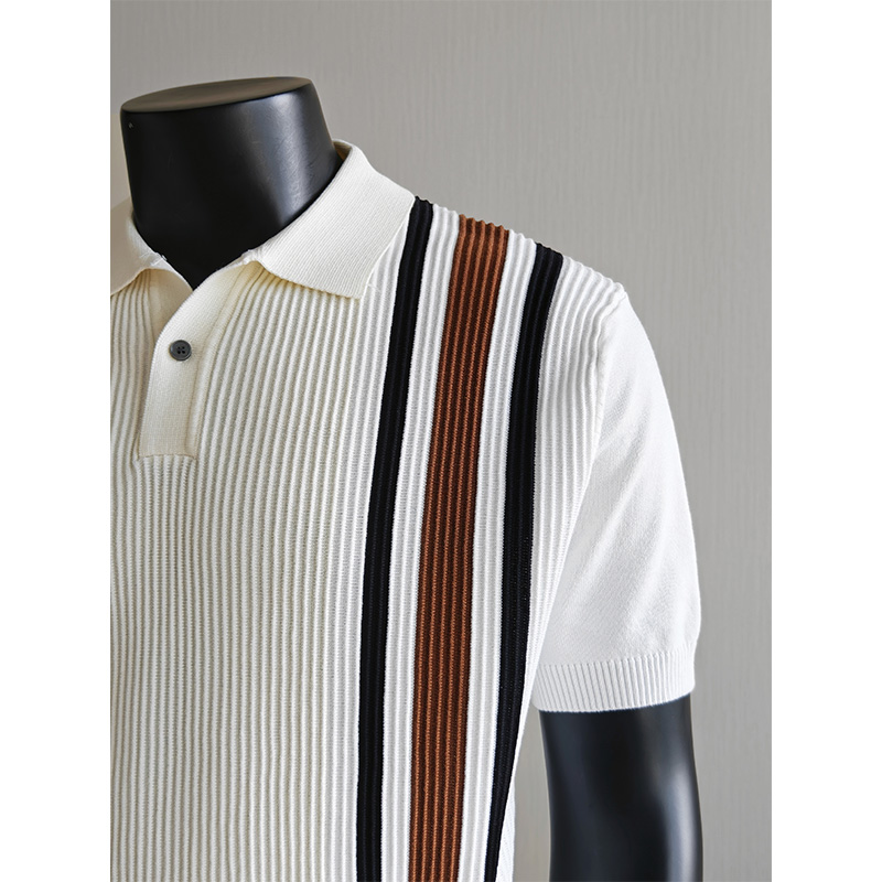 Polo tricoté en soie glacée à manches courtes pour homme 2026 – T-shirt décontracté à rayures, style business, color block, streetwear tendance