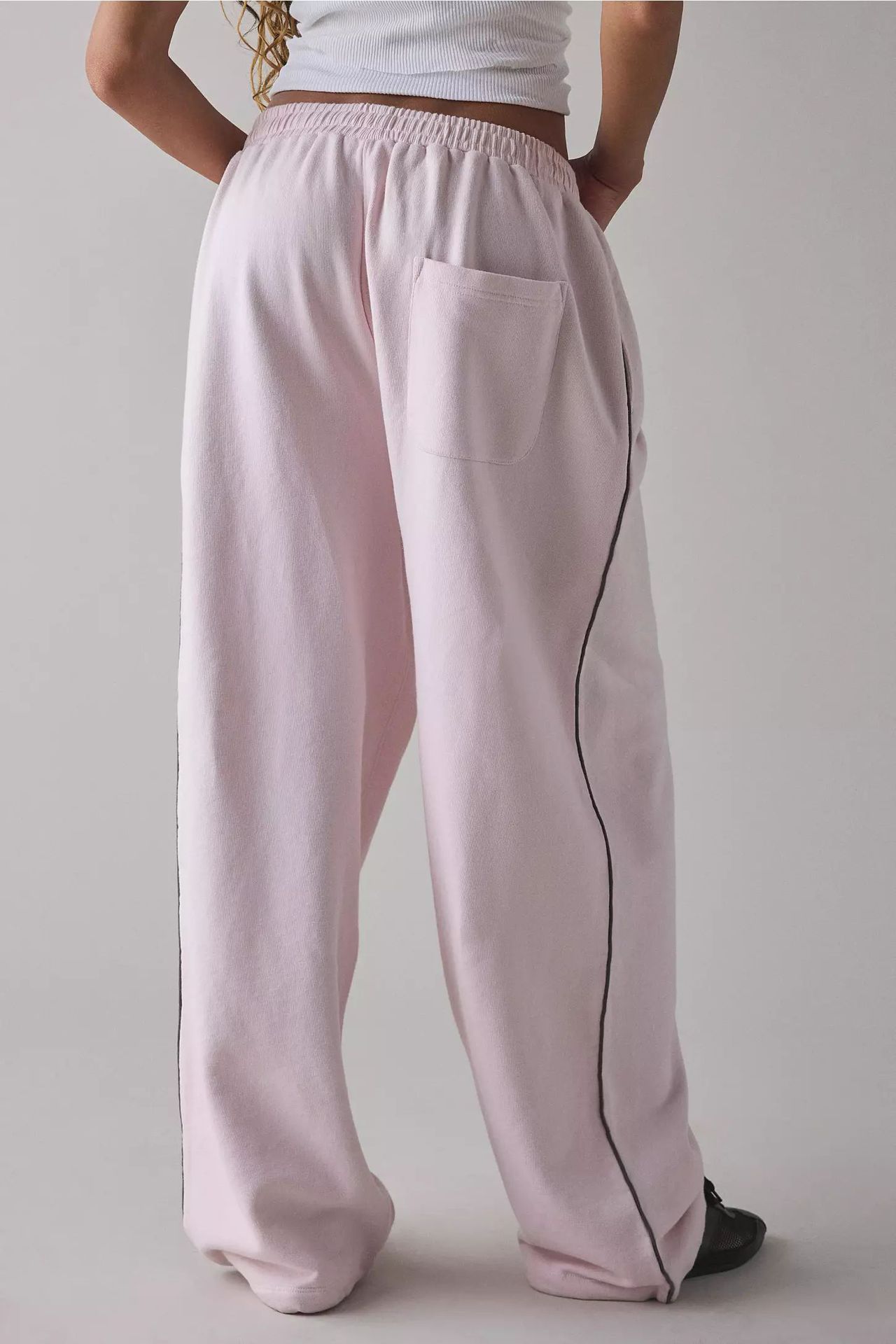 Pantalones Casuales nouveau pantalon décontracté brodé rose pour femmes pantalon droit taille élastique ample et confortable 2025 nouveau