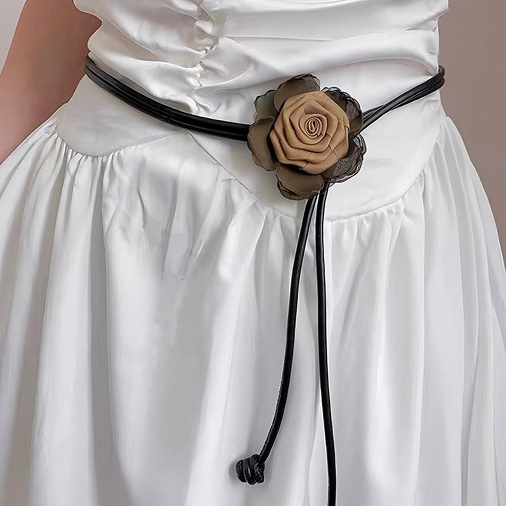 Ceinture florale ethnique haut de gamme style bohème rétro avec fleurs séchées pour femme et jeune fille