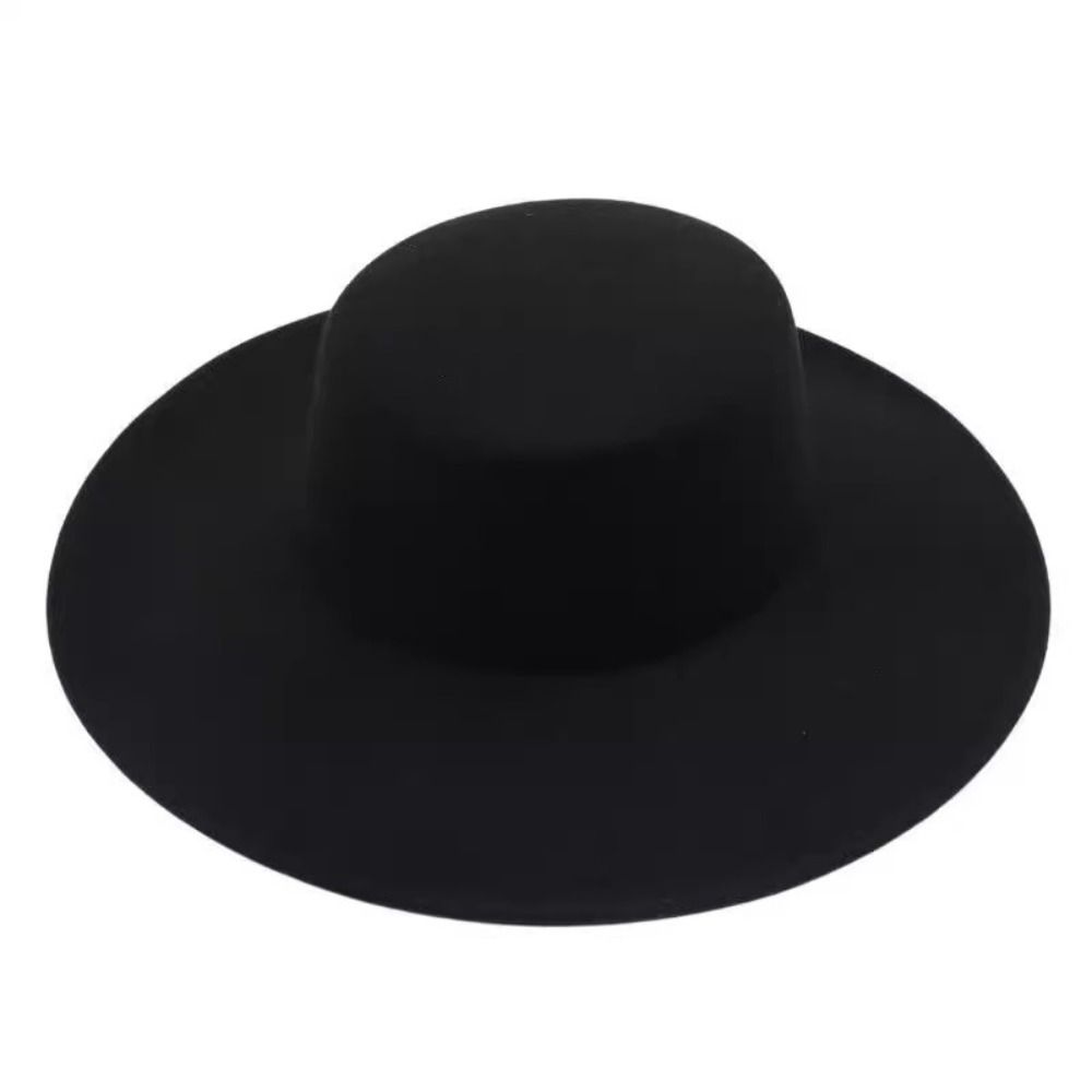 Chapeau plat élégant pour femme, style rétro français, en feutre à large bord, style Hepburn, casquette plate pour femme