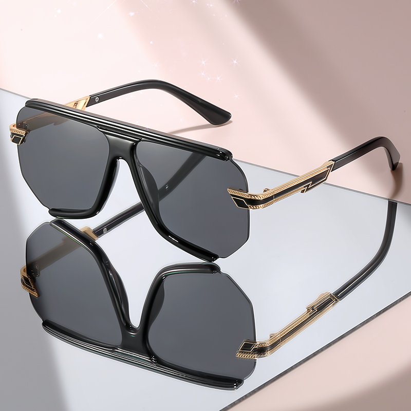 Lunettes de soleil aviateur surdimensionnées élégantes avec détails métalliques haut de gamme, conçues pour un style quotidien décontracté et une touche raffinée en extérieur