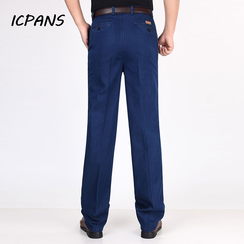 Jean denim bleu pour homme, classique, taille haute, droit, grande taille 30-42 44 46, automne 2019