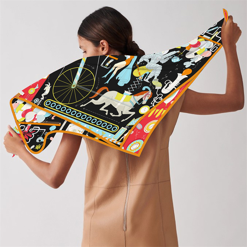 Injplanchers f-Foulards carrés pour femmes, écharpes de festival magique, enveloppes de plage, châles bandana, hijabs pour dames, 90cm
