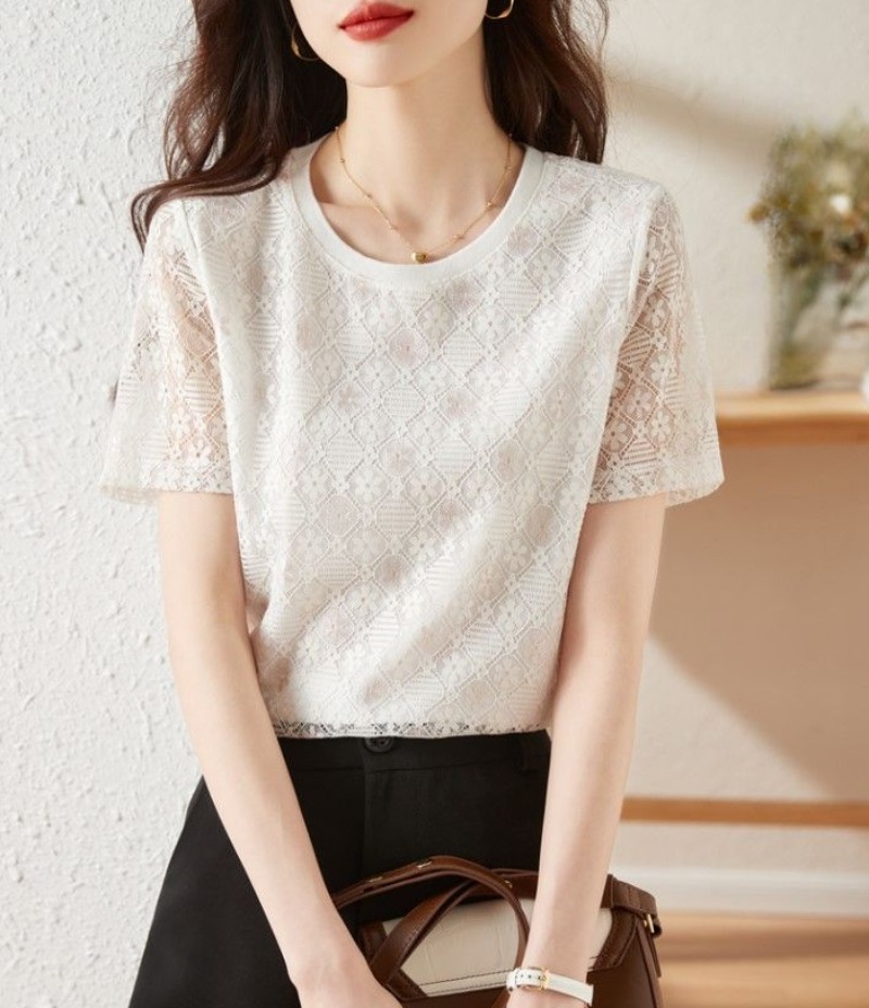 Chemise et chemisier en dentelle pour femmes, hauts simples, vêtements populaires coréens, bon marché, élégants, mode, offre Premium 2025